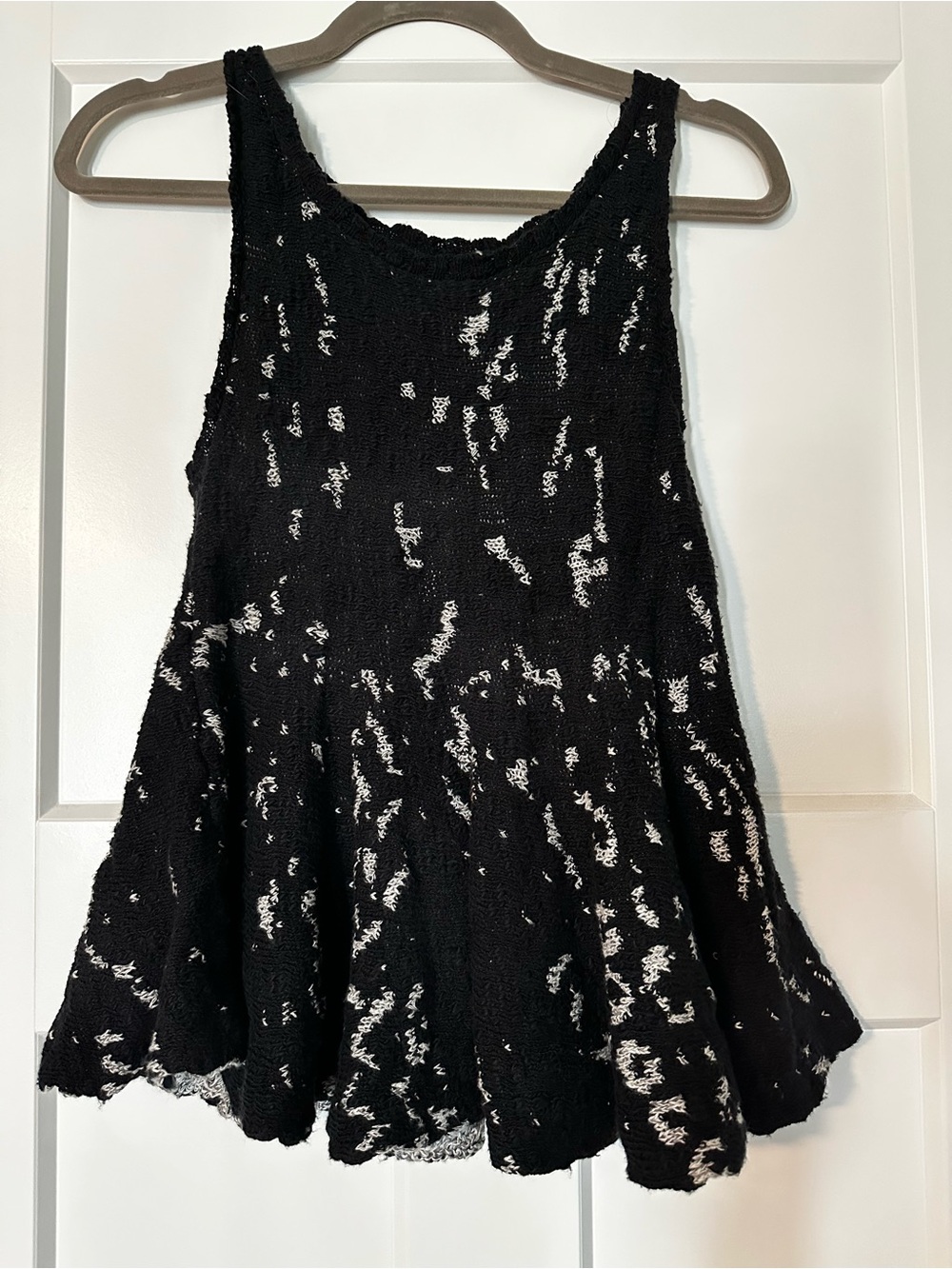 Free People Black and White Knit Peplum Tank